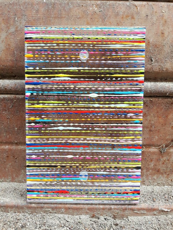 Coloured lines 17 2019, 20x13, Lack auf Plexiglas, SOLD 